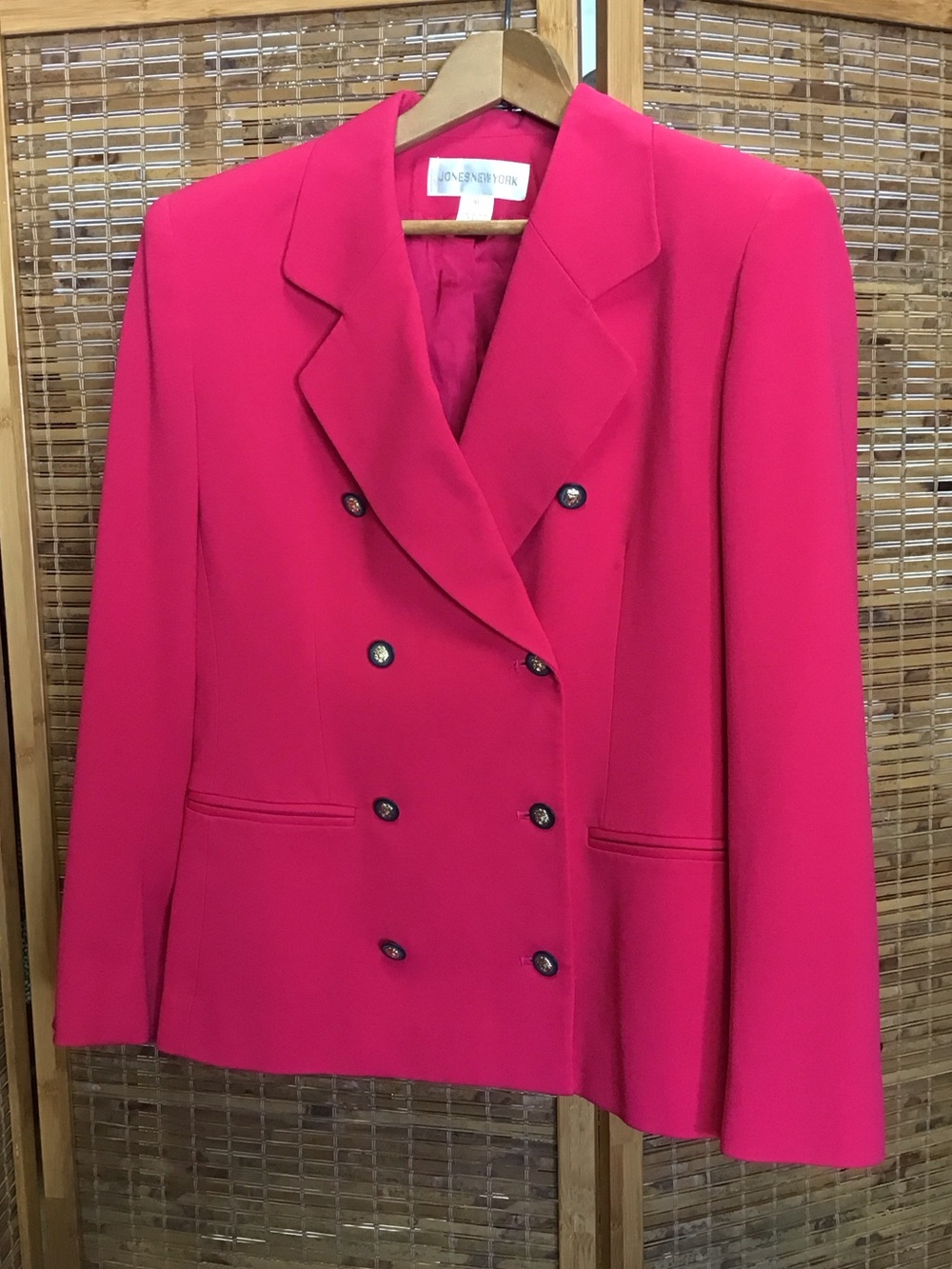 Jones New York Women's Double-Breasted Fuchsia Blazer